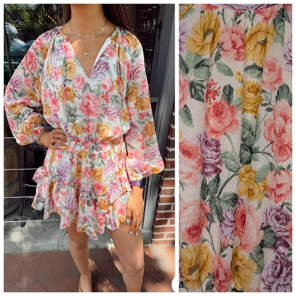 STORIA Floral Ruffle Mini Dress - Spring Garden Vibes - Size Small - Picture 2 of 13